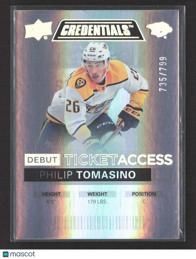 2022 Upper Deck Credentials Debut Ticket Access Philip Tomasino #133 735/799