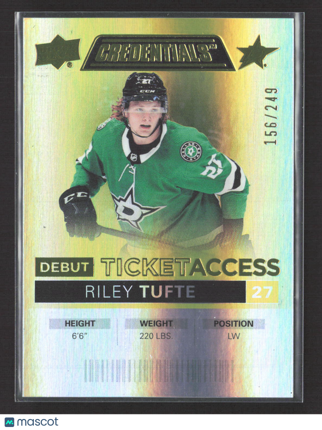2022 UD Credentials Debut Ticket Access Riley Tufte #75 Holographic 156/249