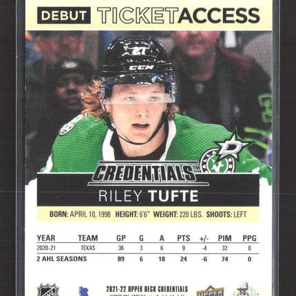 2022 UD Credentials Debut Ticket Access Riley Tufte #75 Holographic 156/249