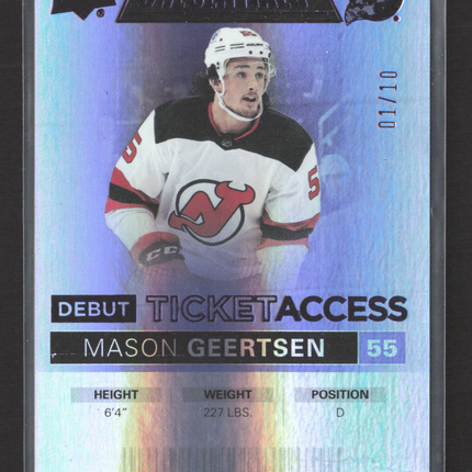 2022 Upper Deck Credentials Debut Ticket Access Mason Geertsen #81 Blue 01/10