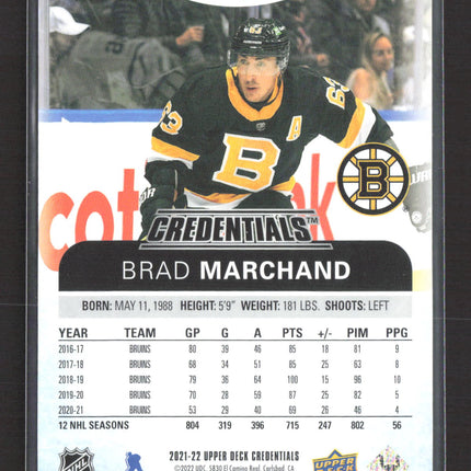 2022 Upper Deck Credentials Brad Marchand #20 93/99