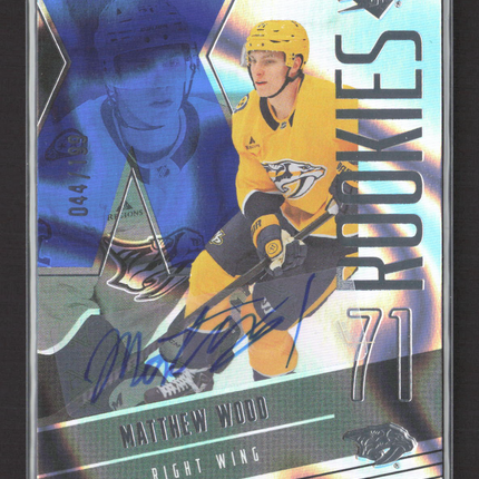 2026 Upper Deck SPx Hockey Matthew Wood #F-MW Blue Auto 044/199 Auto