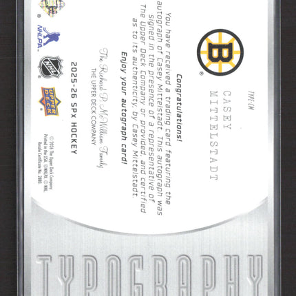 2026 Upper Deck SPx Typography Casey Mittelstadt #TYPE-CM Auto