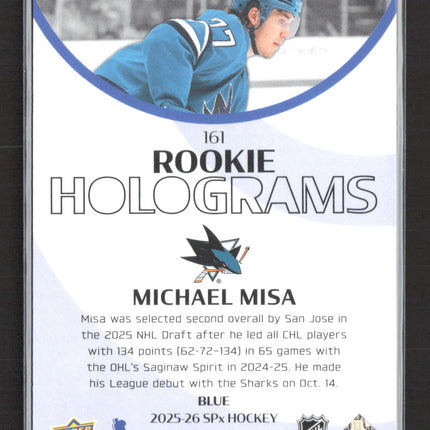 2026 Upper Deck SPx Rookie Holograms Michael Misa #161 Blue 02/25