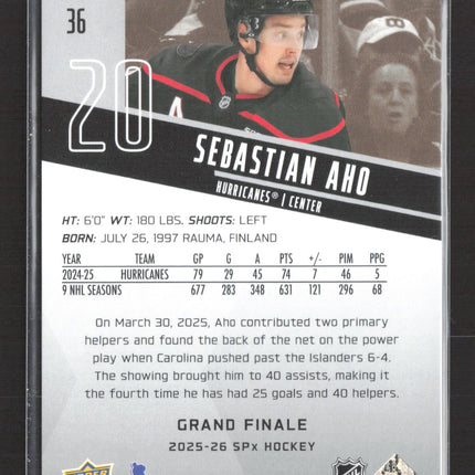 2026 Upper Deck SPx Sebastian Aho #36 Grand Finale 15/50