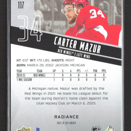 2026 Upper Deck SPx Radiance Carter Mazur #117 /100