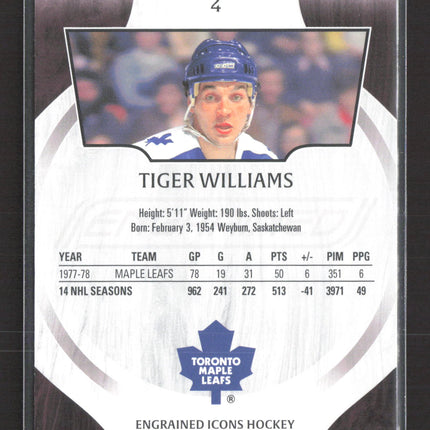 2025 Upper Deck Engrained Tiger Williams #4 /75