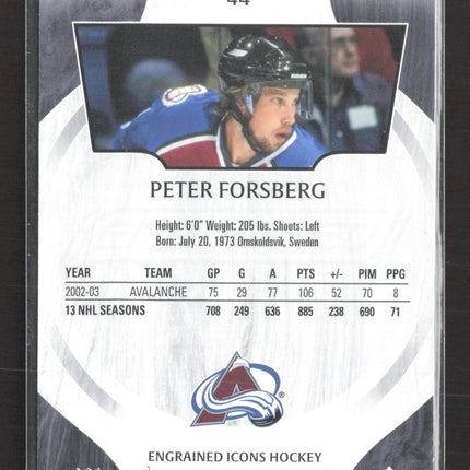 2021 Upper Deck Engrained Engrained Icons Peter Forsberg #44 196/199