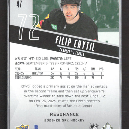 2026 Upper Deck SPx Resonance Filip Chytil #47 Green /150