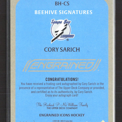 2025 Upper Deck Engrained Beehive Signatures Cory Sarich #BH-CS Auto