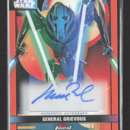Topps Star Wars Finest Matthew Wood as General Grievous 21/25 Auto Orange