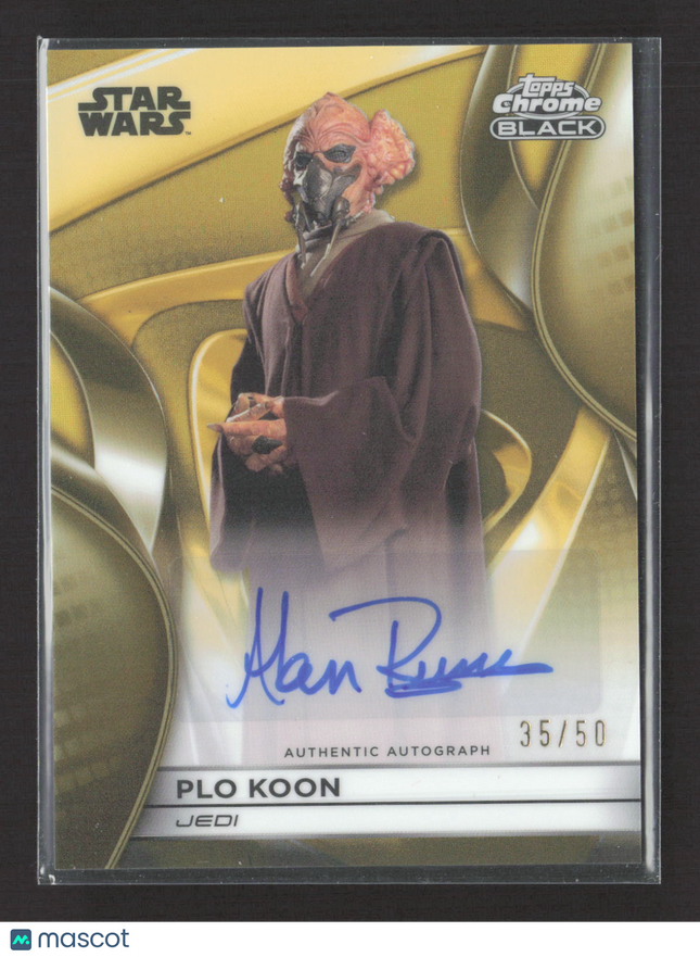 2021 Topps Chrome Black Star Wars Alan Ruscoe as Plo Koon Gold 35/50 Auto