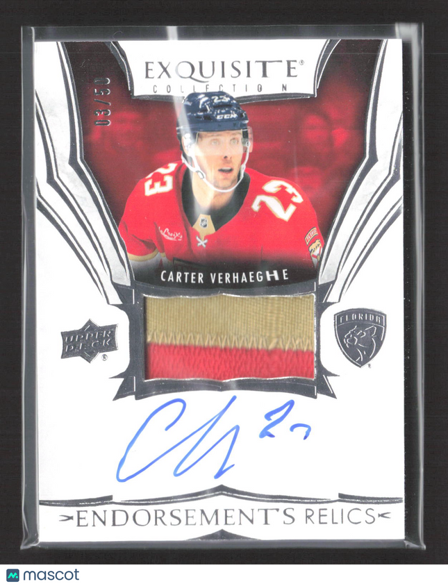 2025 UD Exquisite Endorsements Relics Carter Verhaeghe #ER-CV 03/50 Patch Auto
