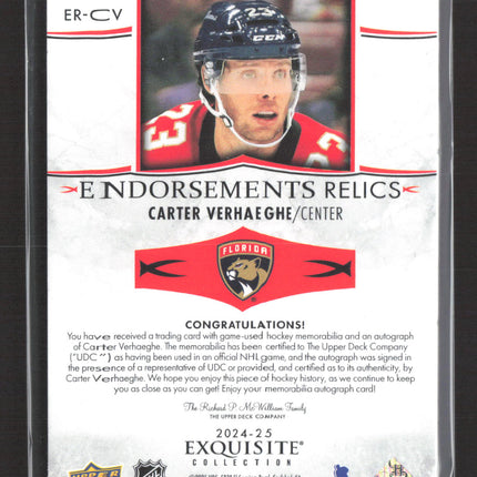 2025 UD Exquisite Endorsements Relics Carter Verhaeghe #ER-CV 03/50 Patch Auto