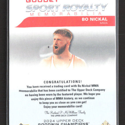 2024 Upper Deck Goodwin Champions Goudey Sport Royalty Bo Nickal #SRM2-BN Relic