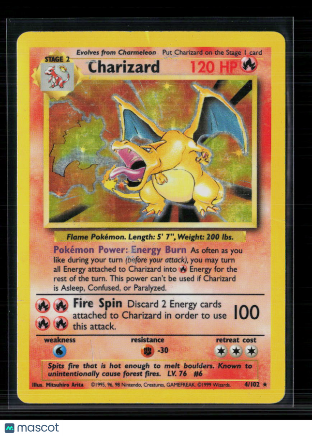 Pokemon 1999 Base Set Charizard #4/102