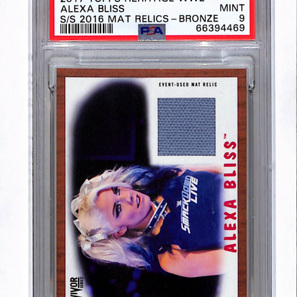 2017 Topps Heritage WWE Survivor 2016 Mat Relics Alexa Bliss Bronze PSA 9 /99