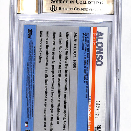 2019 Topps Chrome Rookie Auto XFractor Pete Alonso #RDAPA BGS 9.5 Auto 10 /125