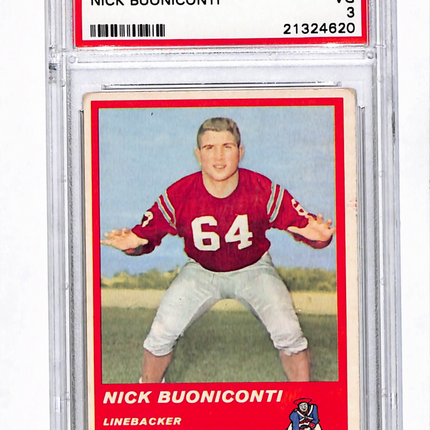 1963 Fleer Nick Buoniconti #10 PSA 3