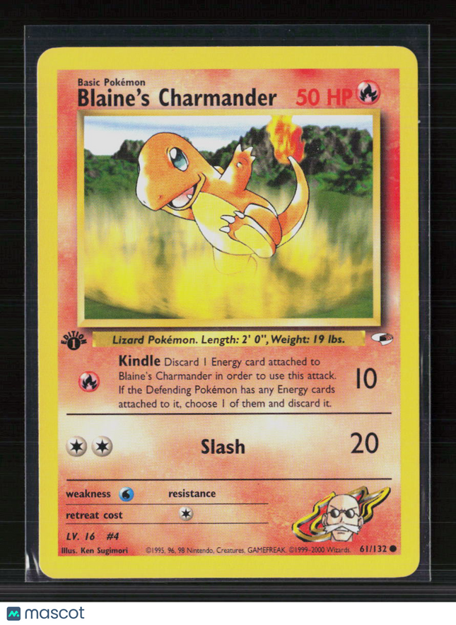 Pokemon 2000 Gym Challenge Blaine's Charmander 1st Edition #61/132