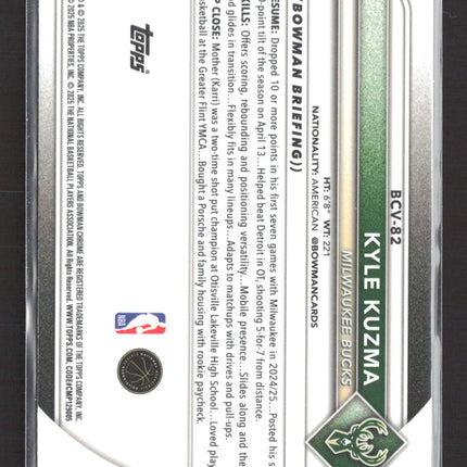 2025 Topps Bowman Chrome Kyle Kuzma #BCV-82 Purple Mojo 288/299