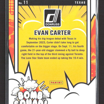 2024 Panini Donruss Bomb Squad Evan Carter #11 Blue 37/49