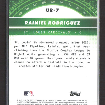 2026 Bowman Chrome Under the Radar Rainiel Rodriguez #UR-7 Aqua Refractor /125