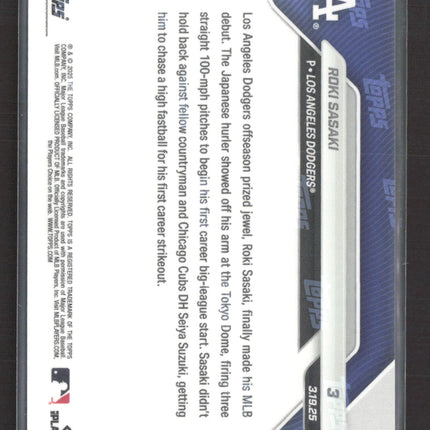 2025 Topps Now Roki Sasaki #3 RC
