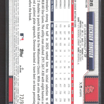 2026 Topps Series One Brendan Donovan #26 Spring Training Green /99