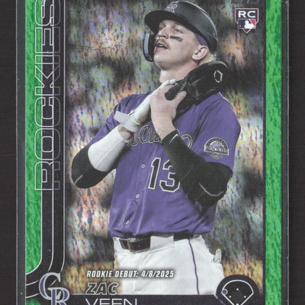 2025 Topps Update Series Zac Veen #US2 Green 82/99