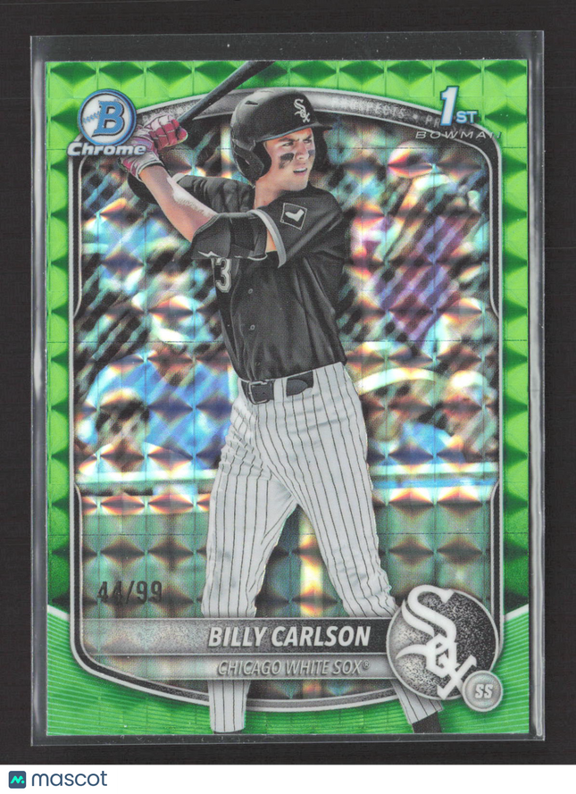 2025 Bowman Chrome Draft Billy Carlson #BDC-10 Green Mojo Refractor 44/99