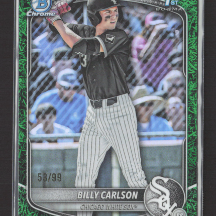 2025 Bowman Chrome Billy Carlson #BDC-10 Green Grass Refractor 53/99 1st Bowman