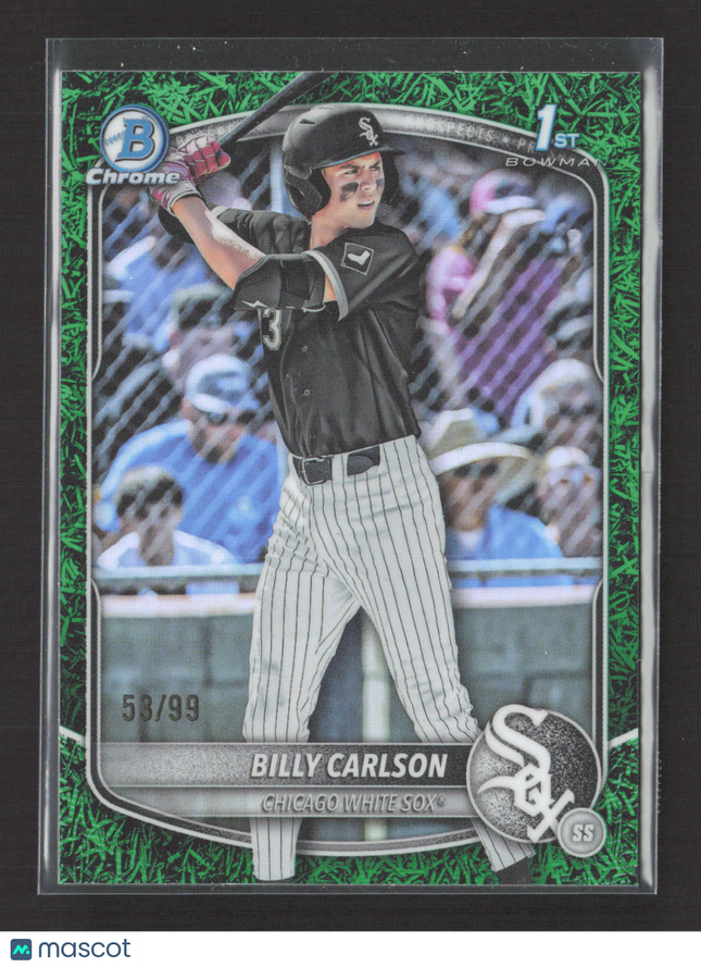 2025 Bowman Chrome Billy Carlson #BDC-10 Green Grass Refractor 53/99 1st Bowman