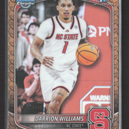 2025 Bowman Chrome University Darrion Williams #BCP-36 Steel /100