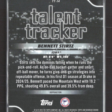 2025 Bowman Chrome Talent Tracker Bennett Stirtz #TT-14 Refractor