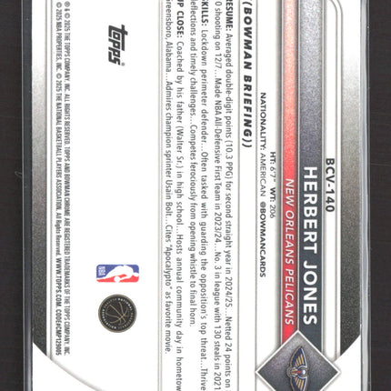 2025 Bowman Chrome University Herbert Jones #BCV-140 Purple Mojo Refractor /275