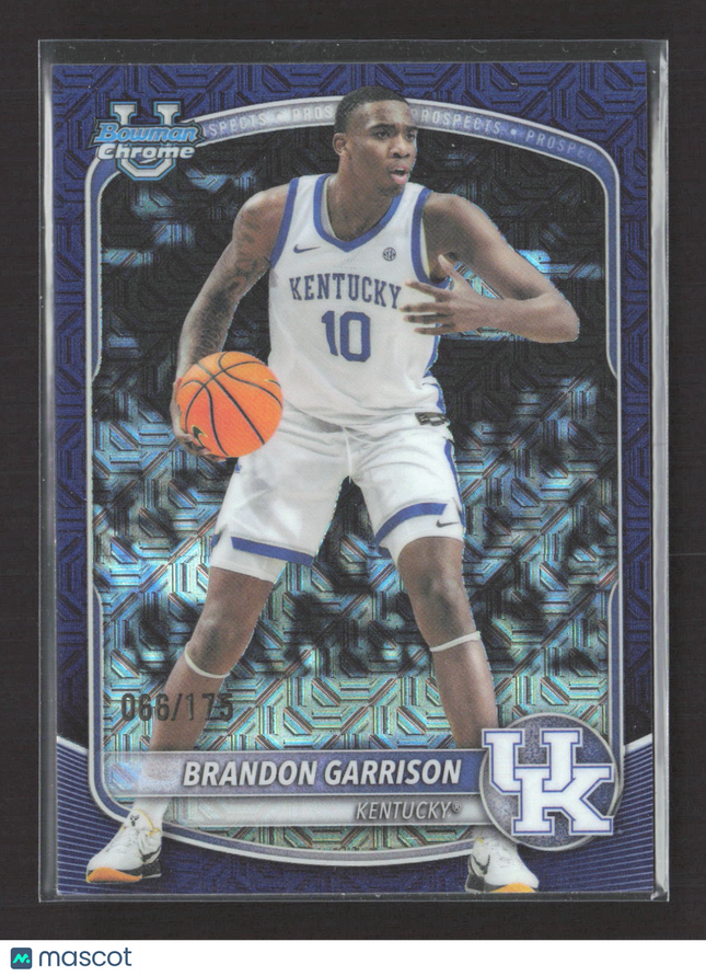 2025 Bowman Chrome University Brandon Garrison #BCP-97 Blue Mojo Refractor /175