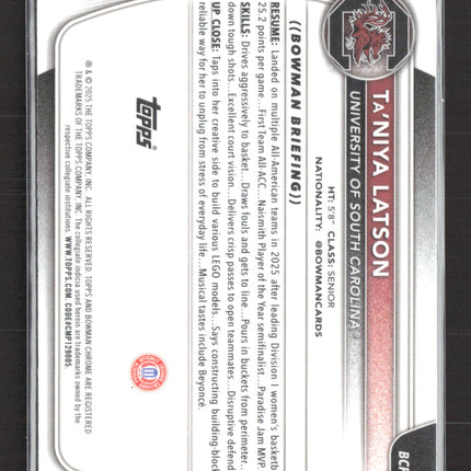 2025 Bowman Chrome University Mosaic Ta'Niya Latson #BCP-86 Mojo