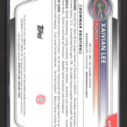 2025 Bowman Chrome University Xaivian Lee #BCP-28 Mojo Refractor