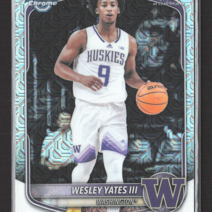 2025 Bowman Chrome University Wesley Yates III #BCP-43 Mojo Refractor 1st Bowman