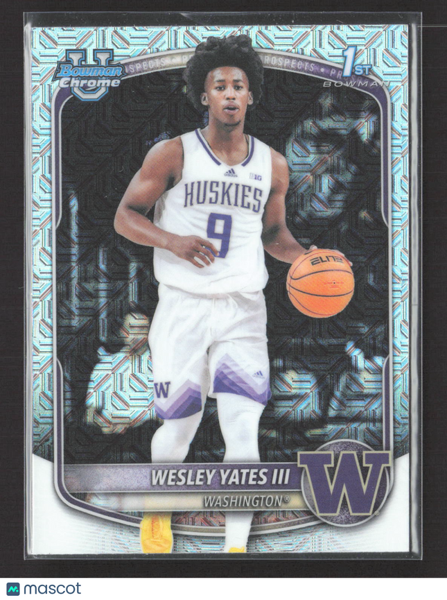 2025 Bowman Chrome University Wesley Yates III #BCP-43 Mojo Refractor 1st Bowman