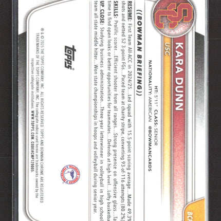2025 Bowman Chrome University Kara Dunn #BCP-71 Mojo Refractor 1st Bowman