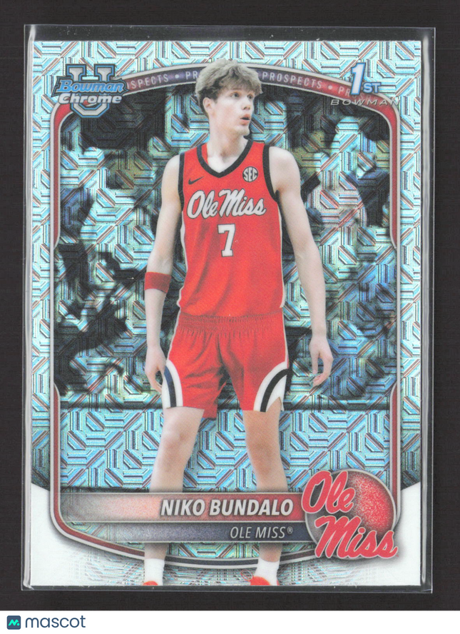 2025 Bowman Chrome University Niko Bundalo #BCP-18 Mojo Refractor