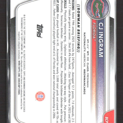 2025 Bowman Chrome University CJ Ingram #BCP-77 Mojo Refractor 1st Bowman