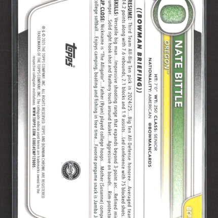 2023 Bowman Chrome University Nate Bittle #BCP-88 Mojo Refractor 1st Bowman