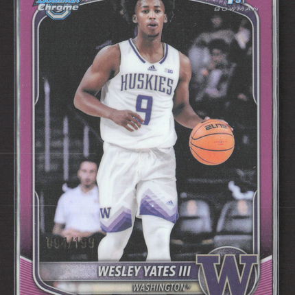 2025 Bowman Chrome University Wesley Yates III #BCP-43 Purple Refractor 1st