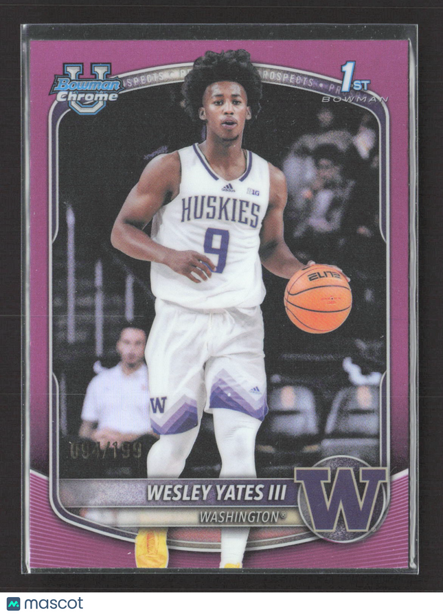 2025 Bowman Chrome University Wesley Yates III #BCP-43 Purple Refractor 1st
