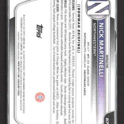 2023 Bowman Chrome University Nick Martinelli #BCP-62 Refractor /499 1st Bowman