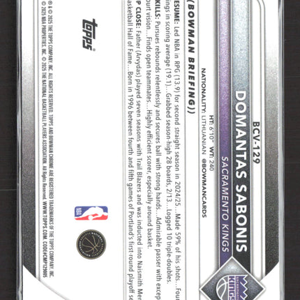 2025 Topps Bowman Chrome University Domantas Sabonis #BCV-129 Blue 048/150