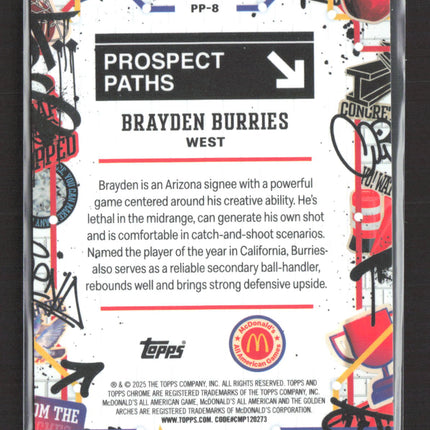 2025 Topps Chrome McDonald's All American Prospect Paths Brayden Burries 05/25
